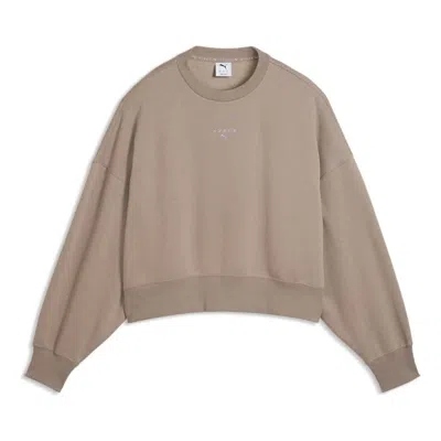 Puma (wmns)  X Hyrox Heavyweight Crew Sweatshirt 'mouse Gray' In Brown