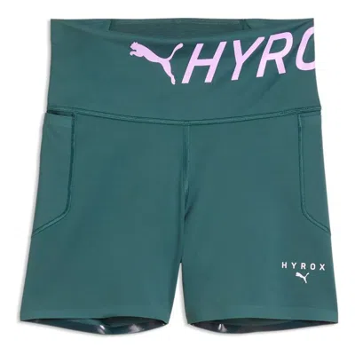 Puma (wmns)  X Hyrox Pwrmode 4"" Short Tights 'herb Garden' In Green