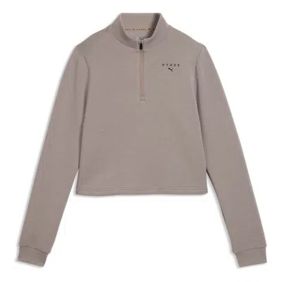 Puma (wmns)  X Hyrox Quarter-zip T-shirt 'mouse Gray' In Brown