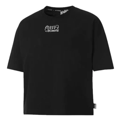 Puma (wmns)  X Mr Doodle Loose Tee Crossover Graffiti Large Logo Short Sleeve Black