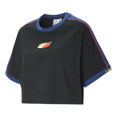 Puma (wmns)  X Rdet Tee Multicolor Splicing Round Neck Short Sleeve Black