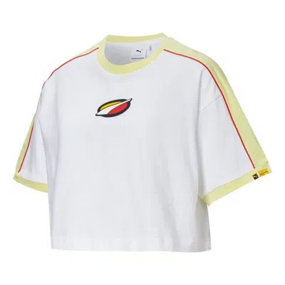 Puma (wmns)  X Rdet Tee Multicolor Splicing Round Neck Short Sleeve White