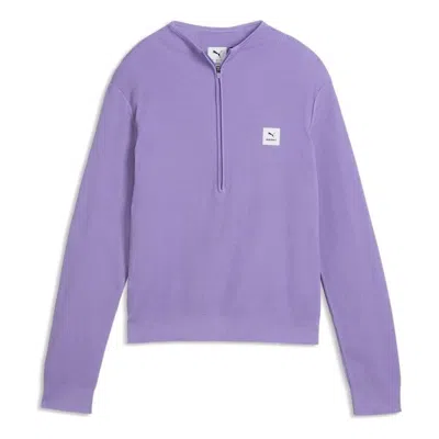 Puma X Saysky Women's Half-zip Performance Running T-shirt In Purple