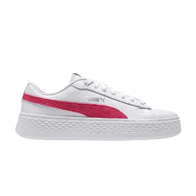 Pre-owned Puma Wmns Smash Platform Leather 'white Bright Rose'