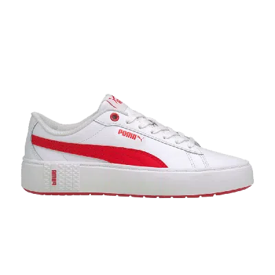 Pre-owned Puma Wmns Smash Platform V2 'white Poppy Red'