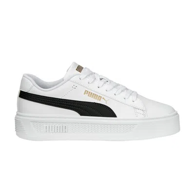 Pre-owned Puma Wmns Smash Platform V3 'white Black Gold'