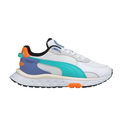 Pre-owned Puma Wmns Wild Rider Nrg 'white Elektro Aqua' | Women's Size 9