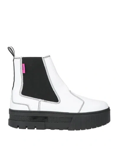 Puma Woman Ankle Boots White Size 8 Cowhide