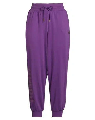 Puma Woman Pants Purple Size L Cotton, Polyester