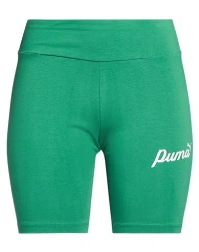 Puma Woman Shorts & Bermuda Shorts Green Size L Cotton, Elastane