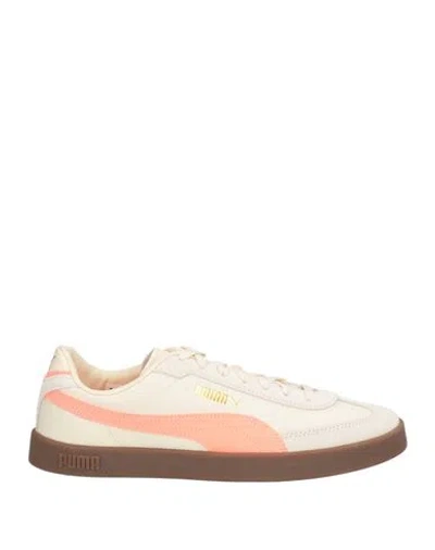 Puma Woman Sneakers Beige Size 6.5 Leather, Synthetisches Material In White