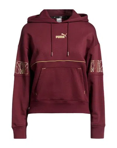 Puma Woman Sweatshirt Burgundy Size Xs Cotton, Elastane In Red