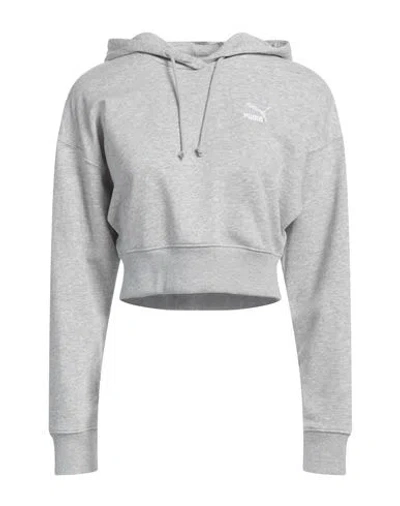 Puma Woman Sweatshirt Grey Size M Cotton, Polyester
