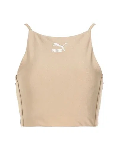 Puma Woman Top Beige Size M Nylon, Elastane