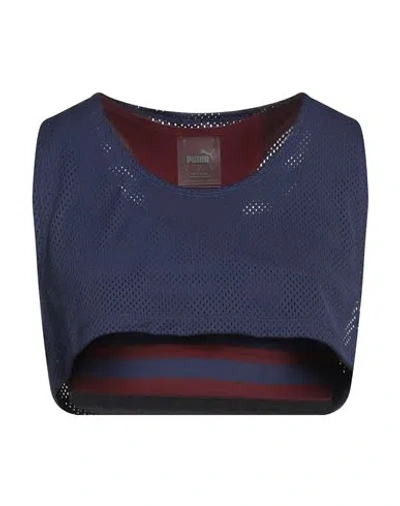 Puma Woman Top Navy Size Xl Polyester, Elastane In Navy Blue