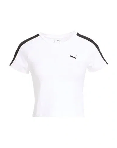Puma Woman T-shirt White Size L Cotton, Elastane