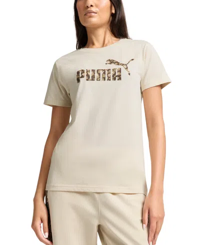 Puma Women's Animal Graphic Cotton Logo T-shirt In Neutral