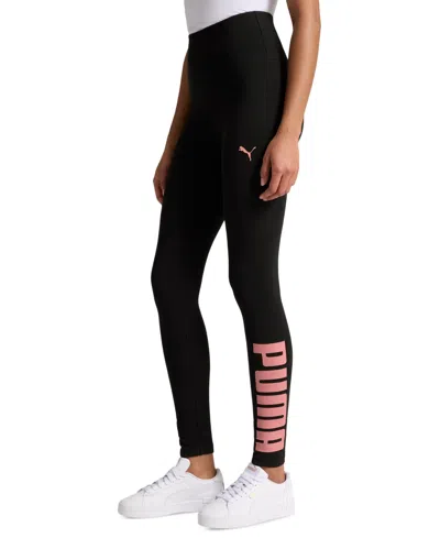 Puma Women's Athletic Graphic Full-length Leggings In  Black,pink Fruit
