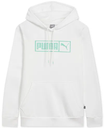 Puma Women's Bar Up Logo Pullover Hoodie In White