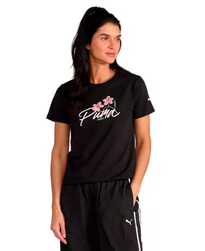 Puma Women's Bloomed Floral Graphic T-shirt In Black