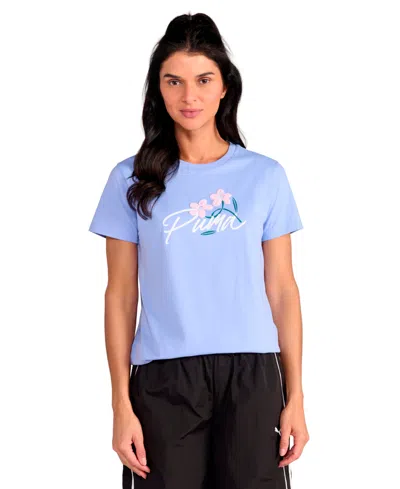 Puma Women's Bloomed Floral Graphic T-shirt In Blue