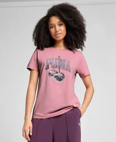 Puma Women's Cherry Crewneck Graphic T-shirt In Pink