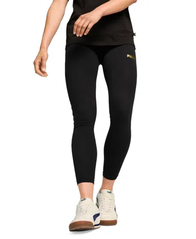 Puma Women's Metallic Contrast-tape Leggings In Black