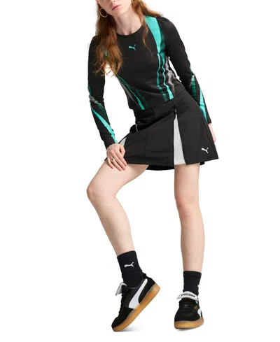 Puma Women's Dare To Zip Mesh-inset Skirt In  Black