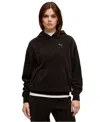 Puma Women's Elevated Comfort Velour Long-sleeve Hoodie In Black