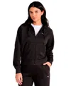 Puma Women's Elevated Satin Full-zip Fleece Hoodie In Black