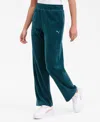 Puma Women's Elevated Velour Ribbed Straight Leg Pants In Green