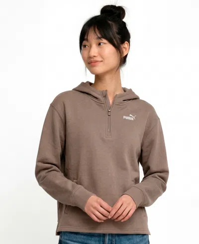 Puma Women's Ess 1/2-zip Standard Hoodie Long-sleeve Fleece Sweatshirt In Mouse Gray