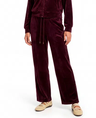 Puma Women's Ess Elevated Comfort Velour Straight-leg Pants In Burgundy