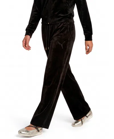 Puma Women's Ess Elevated Comfort Velour Straight-leg Pants In Multi