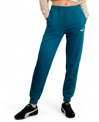 Puma Women's Ess No. 1 Logo Fleece Relaxed-fit Pull-on Sweatpants In Midnight Petrol