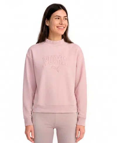 Puma Women's Ess Relaxed Mock Neck Crew Sweatshirt In Misty Pink