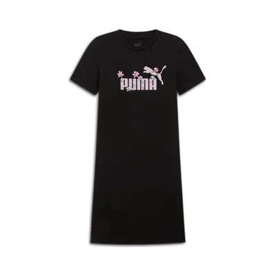 Puma Ess Slim T-shirt Floral Women's Dress In Black