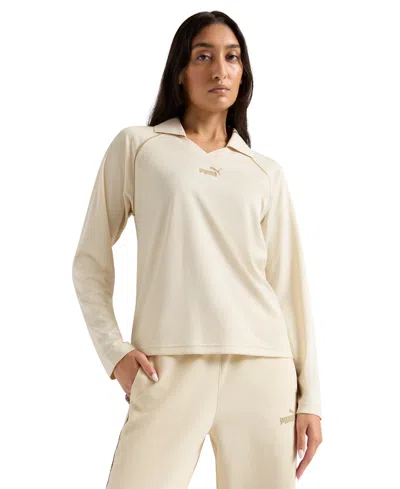 Puma Women's Essential Animal Long Sleeve Jersey Top In Neutral