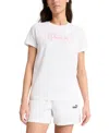 Puma Women's Essential Cotton Admire Script-logo T-shirt In  White