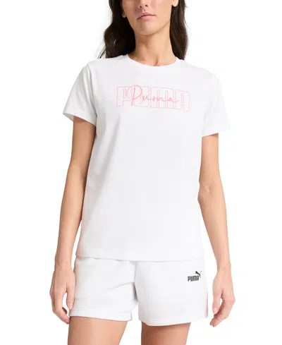 Puma Women's Essential Cotton Admire Script-logo T-shirt In  White