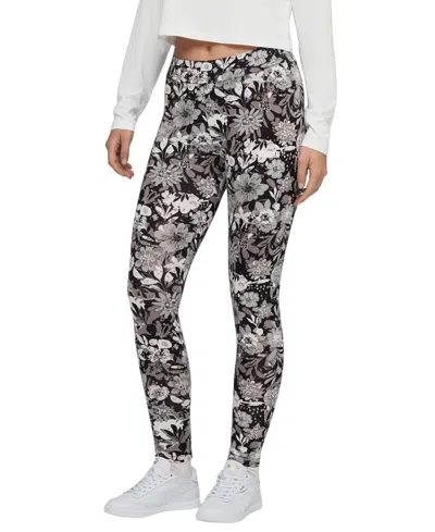 Puma Women's Essential Floral Print Mid Rise Leggings In Black