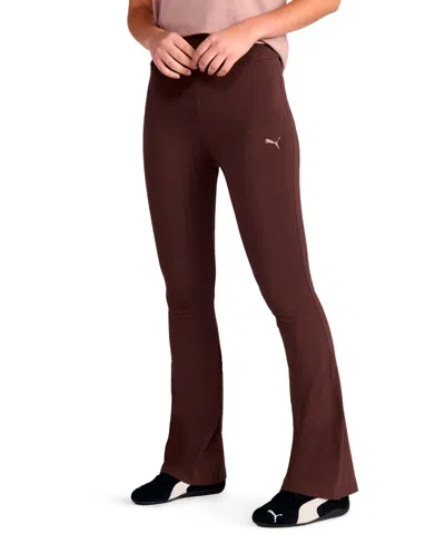 Puma Women's Essential High-waist Flare-leg Leggings In Burgundy