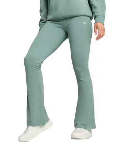 Puma Women's Essential High-waist Flare-leg Leggings In Green Moon