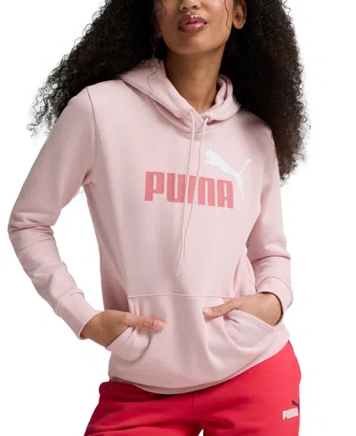 Puma Women's Essential+ Logo Fleece Hoodie In Mauve Mist