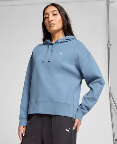 Puma Women's Essential Loose Fit Double Zip Hoodie In Blue