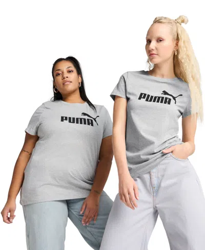 Puma Women's Essential No 1 Logo T-shirt In Light Grey Heather