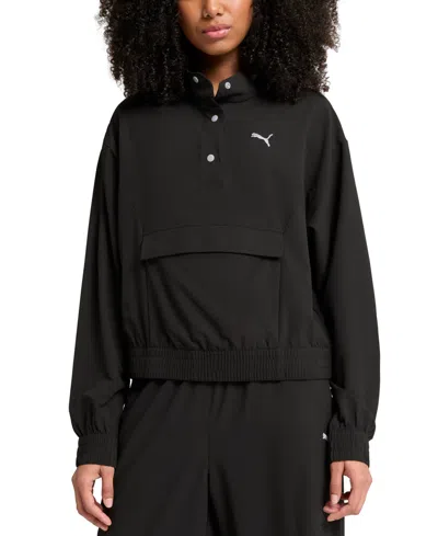 Puma Women's Essential Ripstop Snap-placket Jacket In  Black