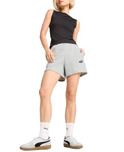 Puma Women's Essential Small No.1 Logo High-waisted Shorts In Gray