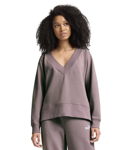 Puma Women's Essential V-neck Sweatshirt In Purple