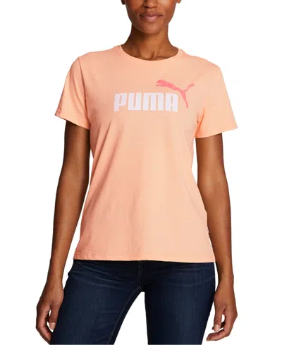 Puma Women's Essentials Graphic Short Sleeve T-shirt In Peach Fizz